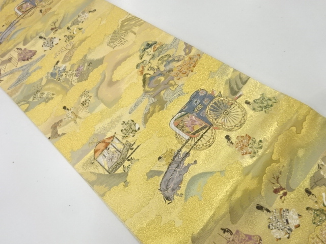 JAPANESE KIMONO / VINTAGE FUKURO OBI / WOVEN SCENERY IN THE PAST